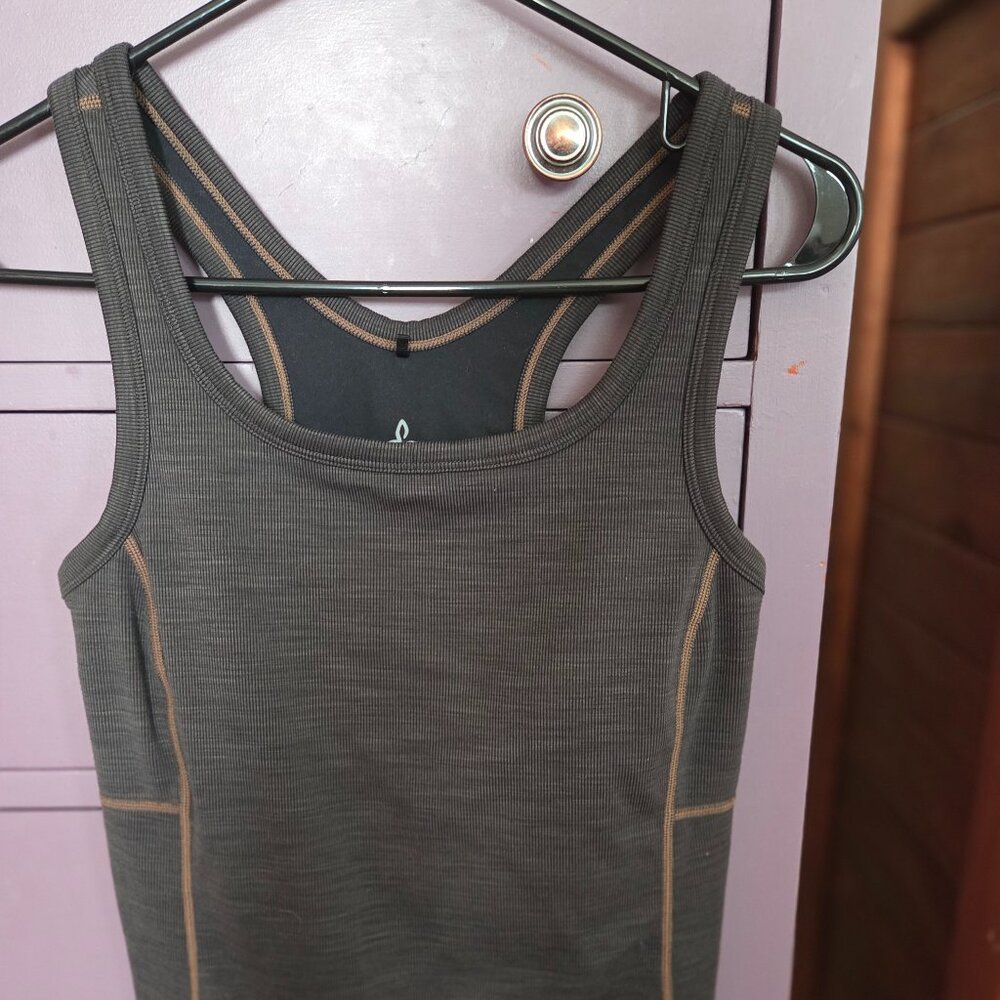 Prana Gray Tank Top with Tan Accents